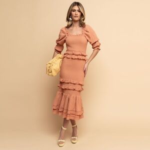 Rachel Parcell - Bubble Crepe Midi Dress - Dusty Peach